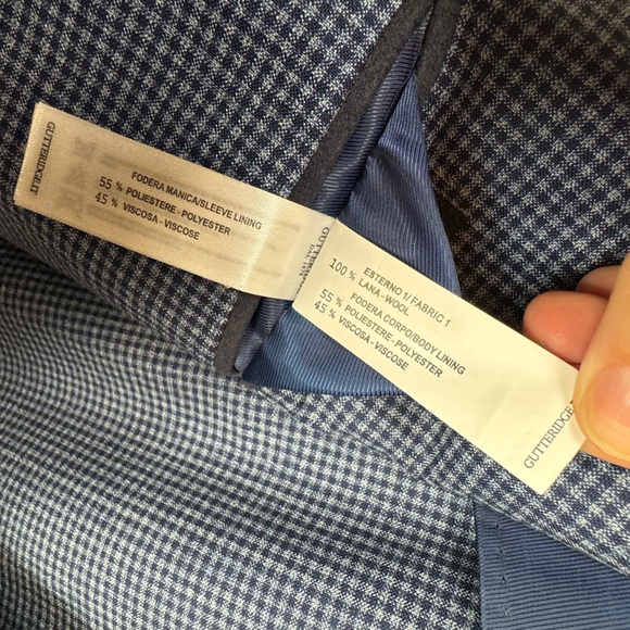 Gutteridge Italy Blue Plaid Blazer Wool Size 50 - Picture 8 of 10